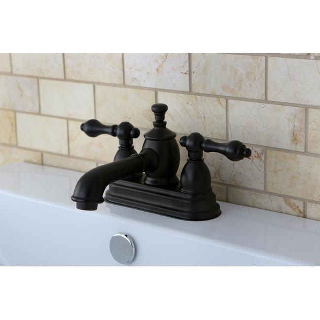 Kingston Brass English Country 4" Centerset Lavatory Faucet with Heritage Spout and Metal Lever Handle-Bathroom Faucets-Free Shipping-Directsinks.