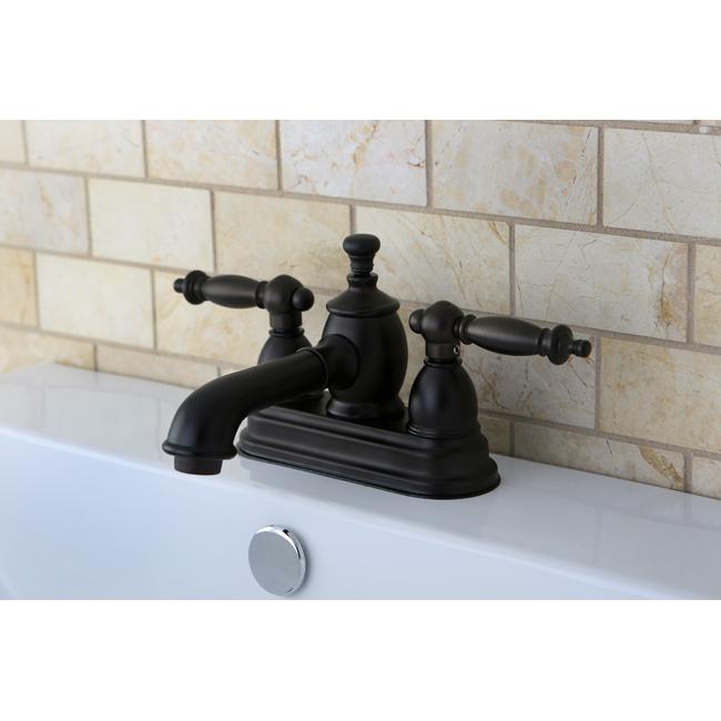 Kingston Brass Templeton 4" Centerset Lavatory Faucet with Heritage Spout and Metal Lever Handle-Bathroom Faucets-Free Shipping-Directsinks.