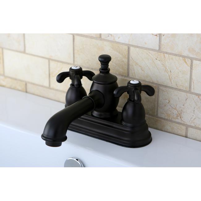 Kingston Brass 4" Centerset Lavatory Faucet with Heritage Spout and Metal Cross Handle-Bathroom Faucets-Free Shipping-Directsinks.