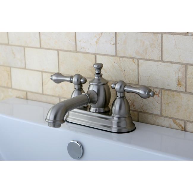 Kingston Brass English Country 4" Centerset Lavatory Faucet with Heritage Spout and Metal Lever Handle-Bathroom Faucets-Free Shipping-Directsinks.