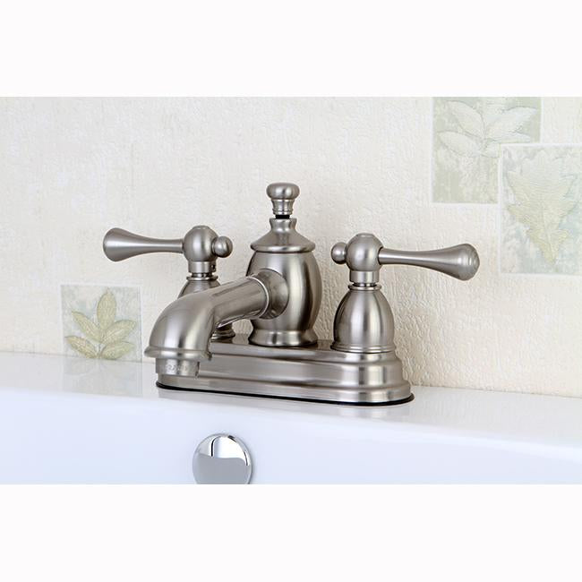 Kingston Brass 4" Centerset Lavatory Faucet with Heritage Spout and Metal Lever Handle-Bathroom Faucets-Free Shipping-Directsinks.