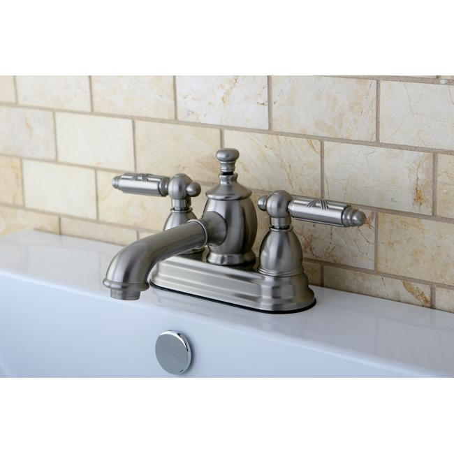 Kingston Brass Georgian 4" Centerset Lavatory Faucet with Heritage Spout and Metal Lever Handle-Bathroom Faucets-Free Shipping-Directsinks.