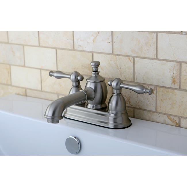 Kingston Brass Naples 4" Centerset Lavatory Faucet with Heritage Spout and Metal Lever Handle-Bathroom Faucets-Free Shipping-Directsinks.