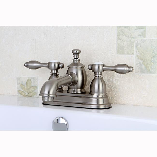 Kingston Brass KS7008TAL 4" Centerset Lavatory Faucet with Brass Pop-up in Satin Nickel-Bathroom Faucets-Free Shipping-Directsinks.