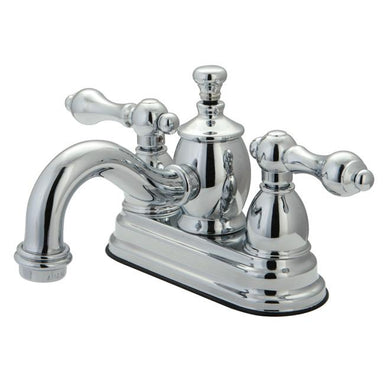 Kingston Brass English Country 4" Centerset Lavatory Faucet with Metal Lever Handle and Heritage Spout-Bathroom Faucets-Free Shipping-Directsinks.