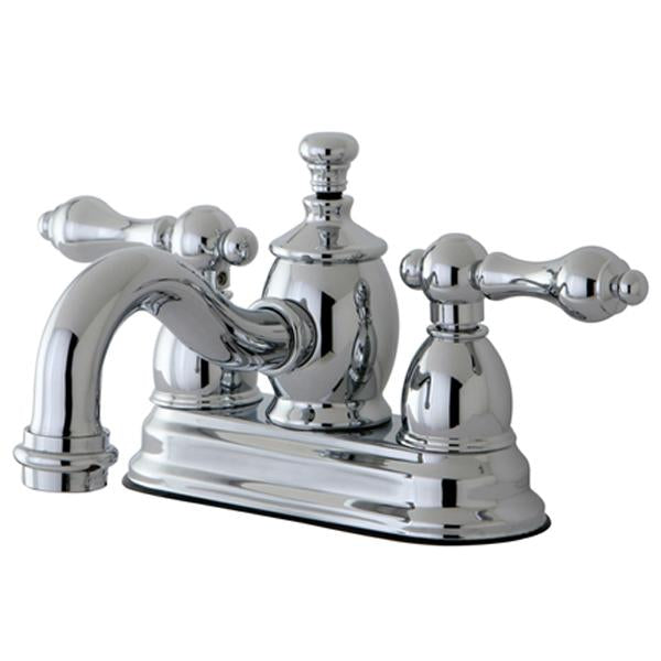 Kingston Brass English Country 4" Centerset Lavatory Faucet with Metal Lever Handle and Heritage Spout-Bathroom Faucets-Free Shipping-Directsinks.