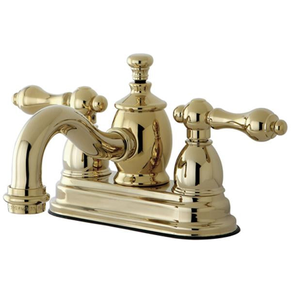 Kingston Brass English Country 4" Centerset Lavatory Faucet with Metal Lever Handle and Heritage Spout-Bathroom Faucets-Free Shipping-Directsinks.