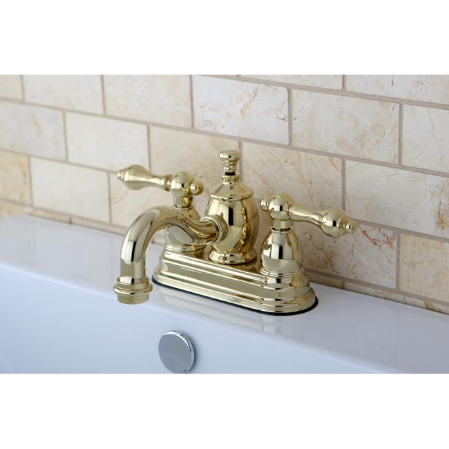 Kingston Brass English Country 4" Centerset Lavatory Faucet with Metal Lever Handle and Heritage Spout-Bathroom Faucets-Free Shipping-Directsinks.