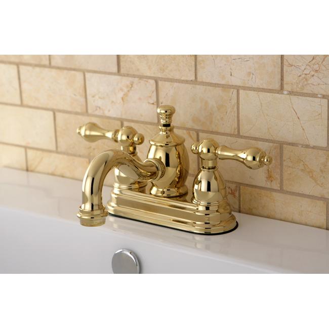 Kingston Brass English Country 4" Centerset Lavatory Faucet with Metal Lever Handle and Heritage Spout-Bathroom Faucets-Free Shipping-Directsinks.