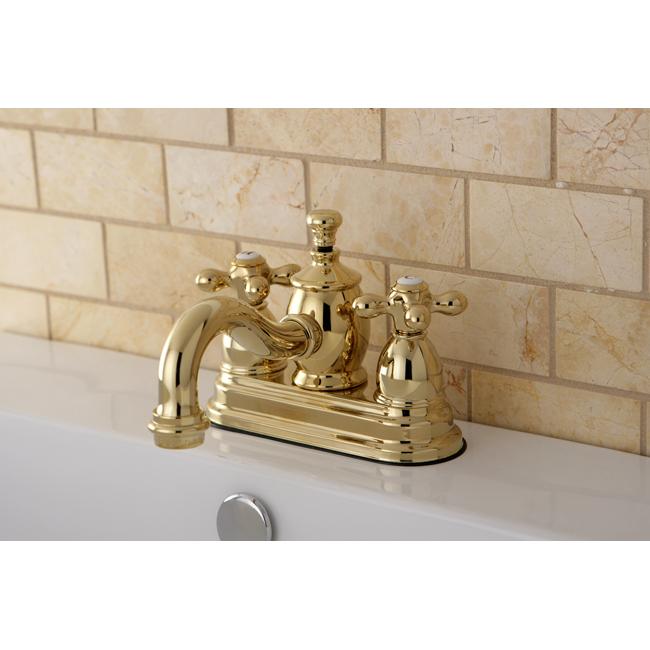 Kingston Brass Classic 4" Centerset Lavatory Faucet with Heritage Spout and Metal Cross Handle-Bathroom Faucets-Free Shipping-Directsinks.
