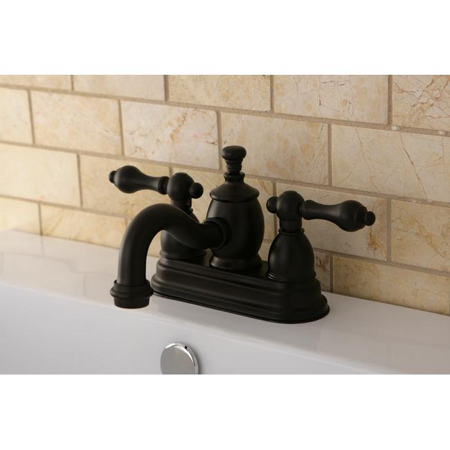 Kingston Brass English Country 4" Centerset Lavatory Faucet with Metal Lever Handle and Heritage Spout-Bathroom Faucets-Free Shipping-Directsinks.