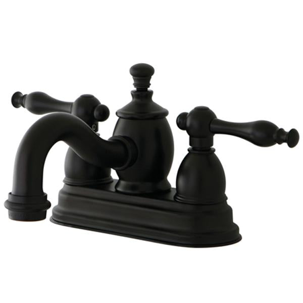 Kingston Brass Naples 4" Centerset Lavatory Faucet with Metal Lever Handle and Heritage Spout-Bathroom Faucets-Free Shipping-Directsinks.