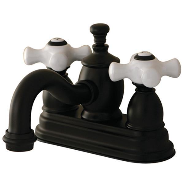 Kingston Brass English Country 4" Centerset Lavatory Faucet with Heritage Spout and Porcelain Cross Handle-Bathroom Faucets-Free Shipping-Directsinks.