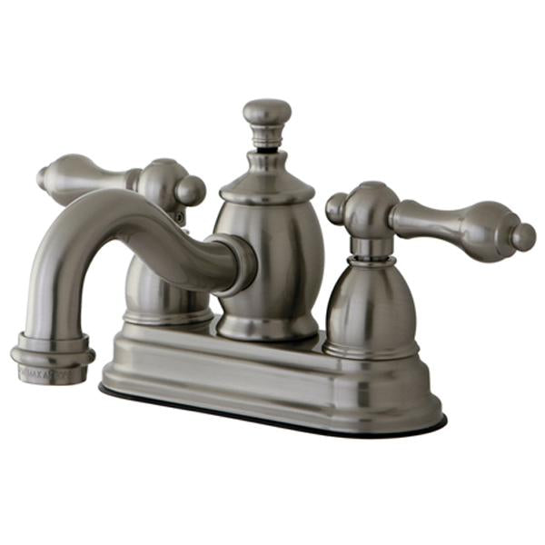 Kingston Brass English Country 4" Centerset Lavatory Faucet with Metal Lever Handle and Heritage Spout-Bathroom Faucets-Free Shipping-Directsinks.