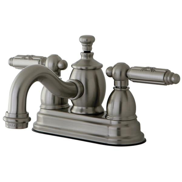 Kingston Brass Georgian 4" Centerset Lavatory Faucet with Metal Lever Handle and Heritage Spout-Bathroom Faucets-Free Shipping-Directsinks.