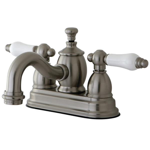 Kingston Brass English Country 4" Centerset Lavatory Faucet with Heritage Spout and Porcelain Lever Handle-Bathroom Faucets-Free Shipping-Directsinks.