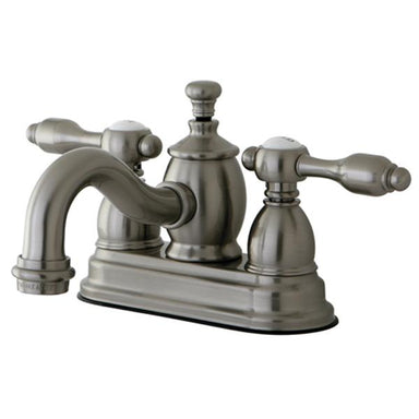 Kingston Brass KS7108TAL 4" Centerset Lavatory Faucet with Brass Pop-up in Satin Nickel-Bathroom Faucets-Free Shipping-Directsinks.
