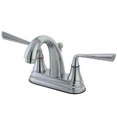 Kingston Brass Silver Sage 4" Centerset Two Handle Lavatory Faucet with Brass Pop-up-Bathroom Faucets-Free Shipping-Directsinks.