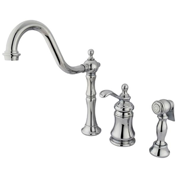 Kingston Brass Templeton Single Handle Widespread Kitchen Faucet with Brass Sprayer-Kitchen Faucets-Free Shipping-Directsinks.