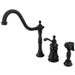 Kingston Brass Templeton Single Handle Widespread Kitchen Faucet with Brass Sprayer in Oil Rubbed Bronze-Kitchen Faucets-Free Shipping-Directsinks.