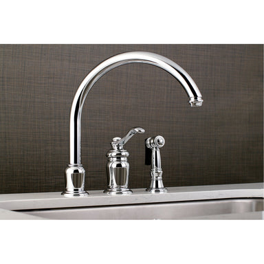 Kingston Brass Templeton Single Handle High Spout Kitchen Faucet with Brass Sprayer-Kitchen Faucets-Free Shipping-Directsinks.