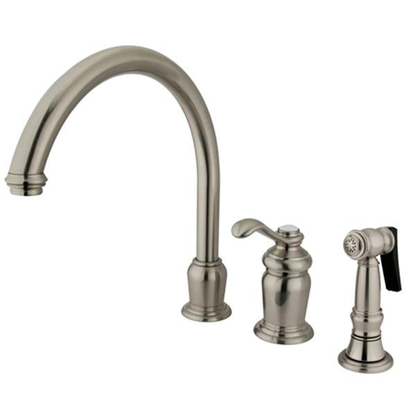 Kingston Brass Templeton Single Handle High Spout Kitchen Faucet with Brass Sprayer-Kitchen Faucets-Free Shipping-Directsinks.