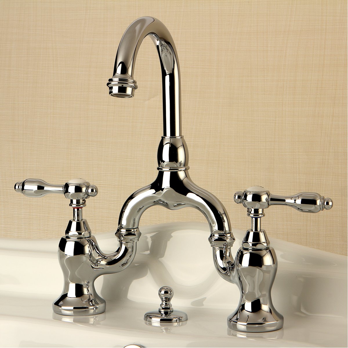 Kingston Brass Tudor Deck Mount Bridge Bathroom Faucet