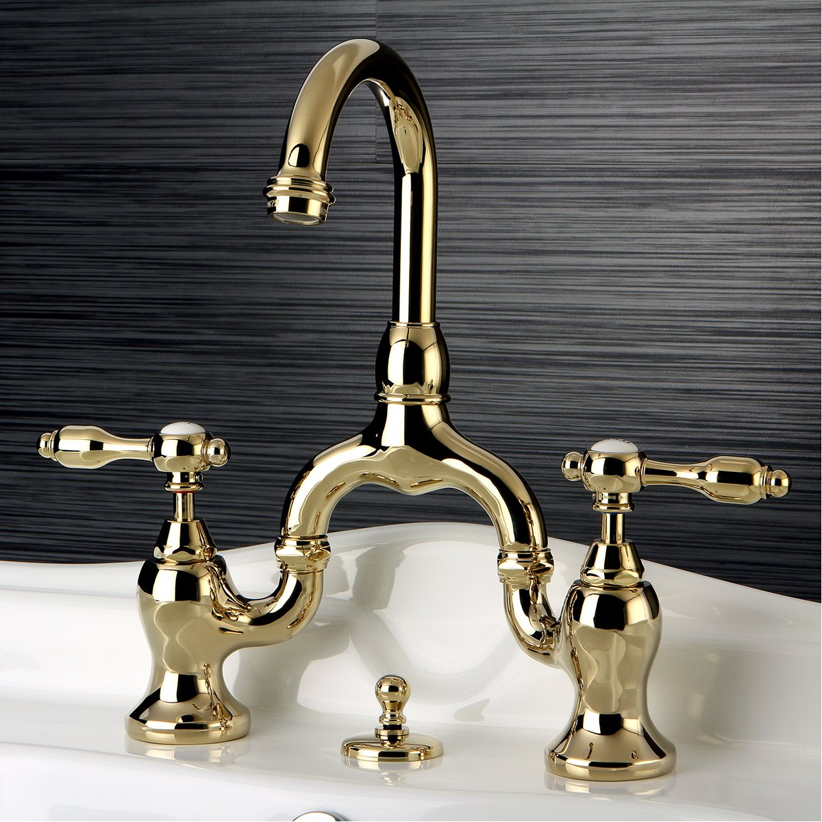 Kingston Brass Tudor Deck Mount Bridge Bathroom Faucet