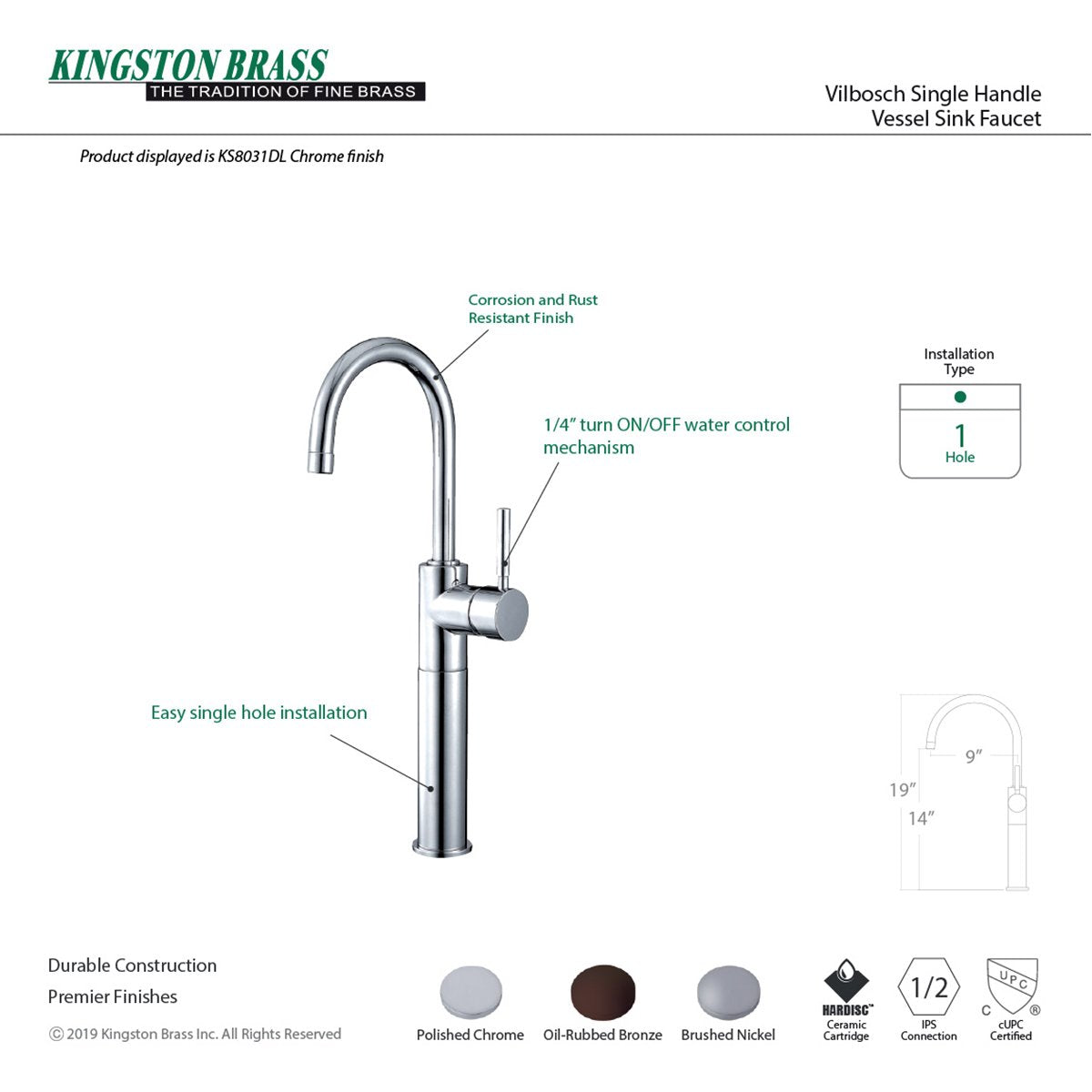 Kingston Brass Concord Single-Handle Vessel Sink Faucet