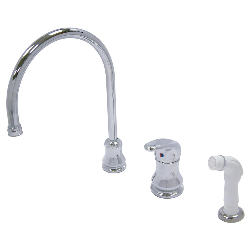 Kingston Brass Wyndham Single Loop Handle Widespread Kitchen Faucet with White Sprayer-Kitchen Faucets-Free Shipping-Directsinks.