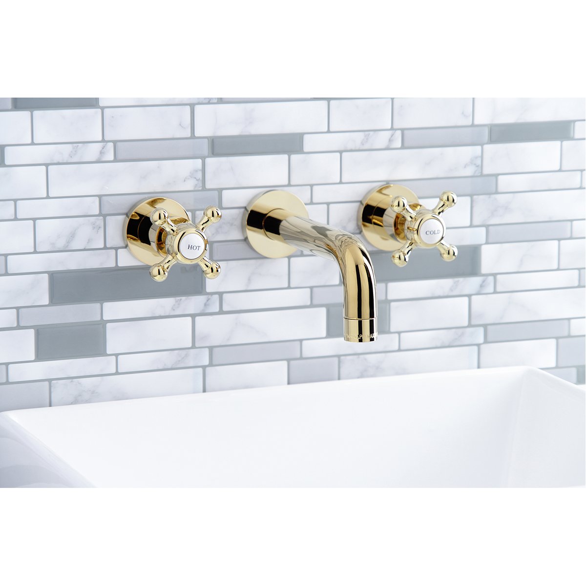 Kingston Brass Metropolitan 2-Handle 8-Inch Wall Mount Bathroom Faucet