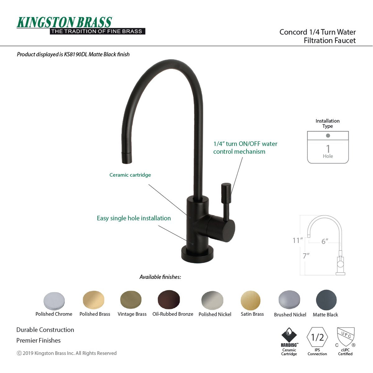 Kingston Brass Concord Single Handle Water Filtration Faucet