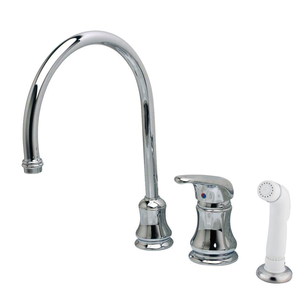 Kingston Brass Legacy Single Handle Goose Neck Kitchen Faucet with Non-Metallic Spray-Kitchen Faucets-Free Shipping-Directsinks.