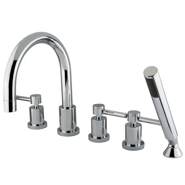 Kingston Brass Concord Three Handle Roman Tub Filler with Hand Shower in Polished Chrome-Tub Faucets-Free Shipping-Directsinks.