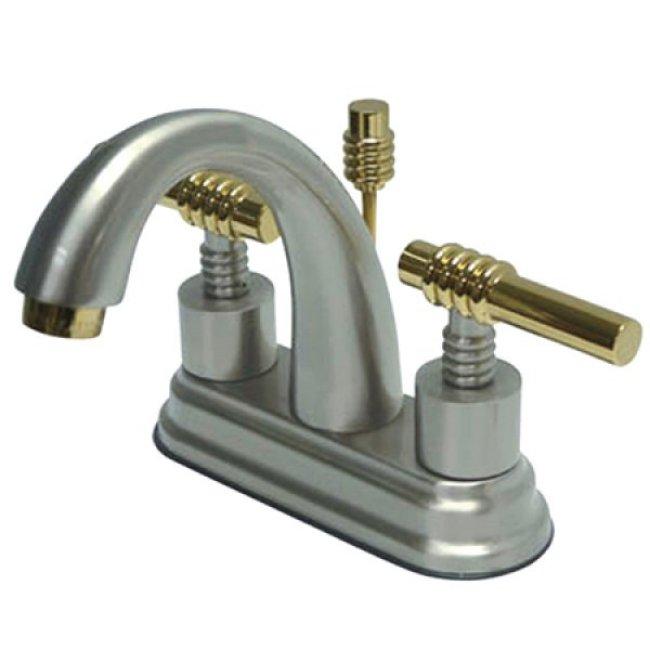 Kingston Brass Milano Two Handle 4" Centerset Solid Brass Lavatory Faucet with Brass Pop-up-Bathroom Faucets-Free Shipping-Directsinks.