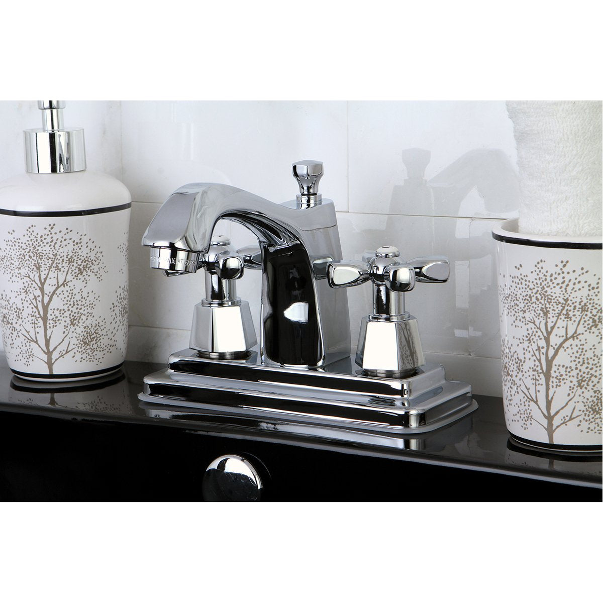 Kingston Brass 4-Inch Centerset Bathroom Faucet with Push Pop-Up Drain-DirectSinks