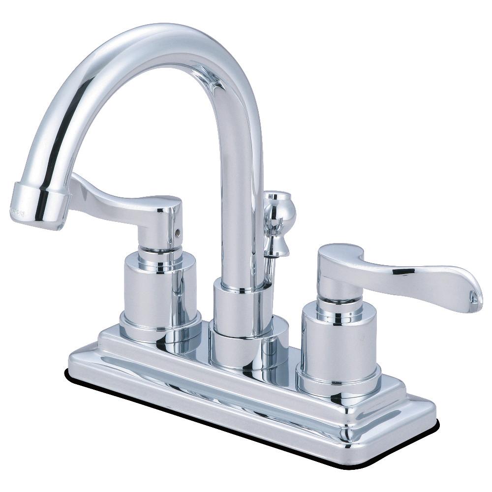Kingston Brass KS8661DFL NuWave 4 in. Centerset Bathroom Faucet with Brass Pop-Up, Polished Chrome