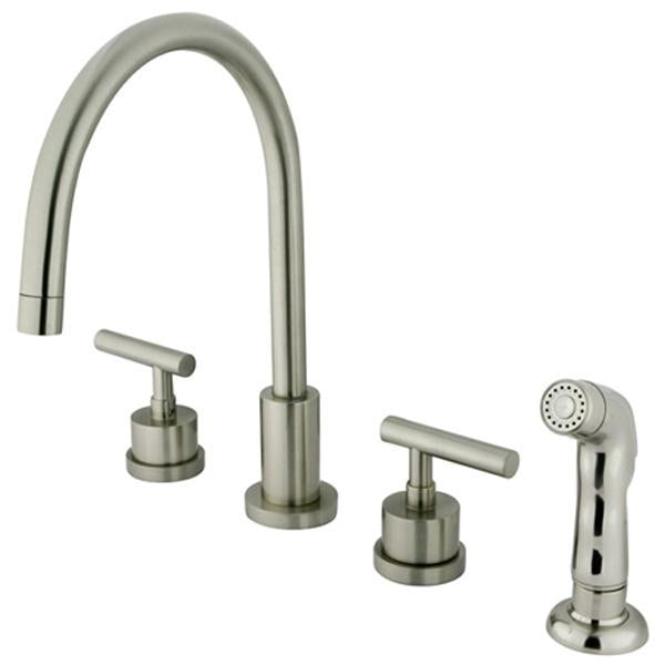 Kingston Brass KS8728CML Manhattan Double Handle Widespread Kitchen Faucet with Non-Metallic Sprayer-Kitchen Faucets-Free Shipping-Directsinks.