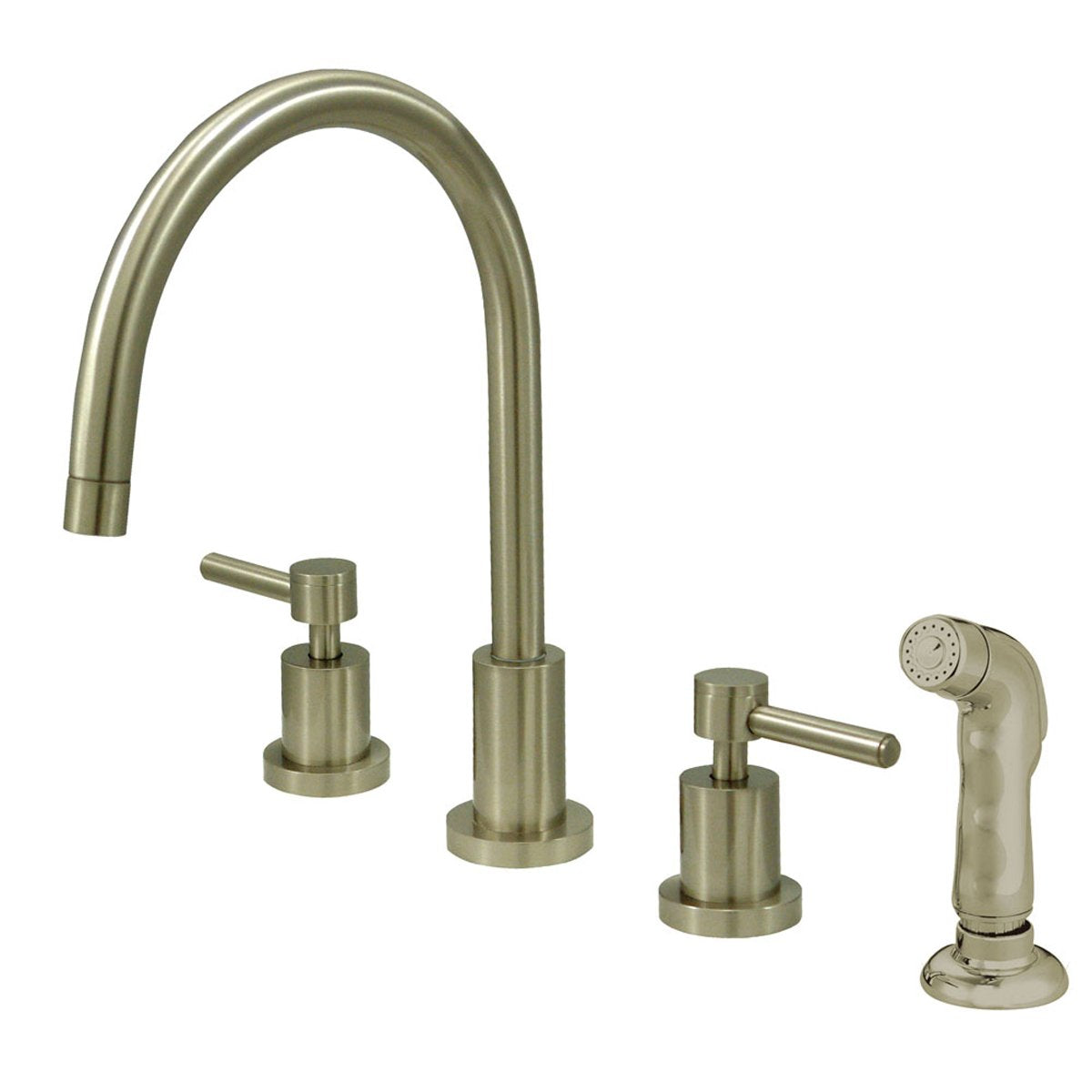 Kingston Brass Concord Double Handle Widespread Kitchen Faucet with Non-Metallic Sprayer-Kitchen Faucets-Free Shipping-Directsinks.
