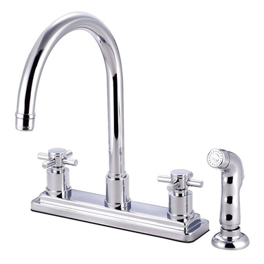 Kingston Brass Concord Two Handle Kitchen Faucet with Matching Finish Plastic Sprayer-Kitchen Faucets-Free Shipping-Directsinks.