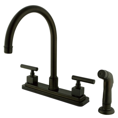Kingston Brass Claremont Double Handle 8" Kitchen Faucet with Non-Metallic Sprayer-Kitchen Faucets-Free Shipping-Directsinks.