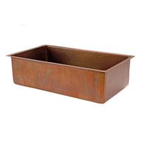 Premier Copper Products 33" Antique Hammered Copper Kitchen Single Basin Sink
