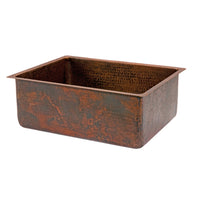 Premier Copper Products 25" Hammered Copper Kitchen Single Bowl Sink