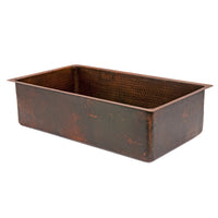 Premier Copper Products 33" Hammered Copper Kitchen Single Basin Sink