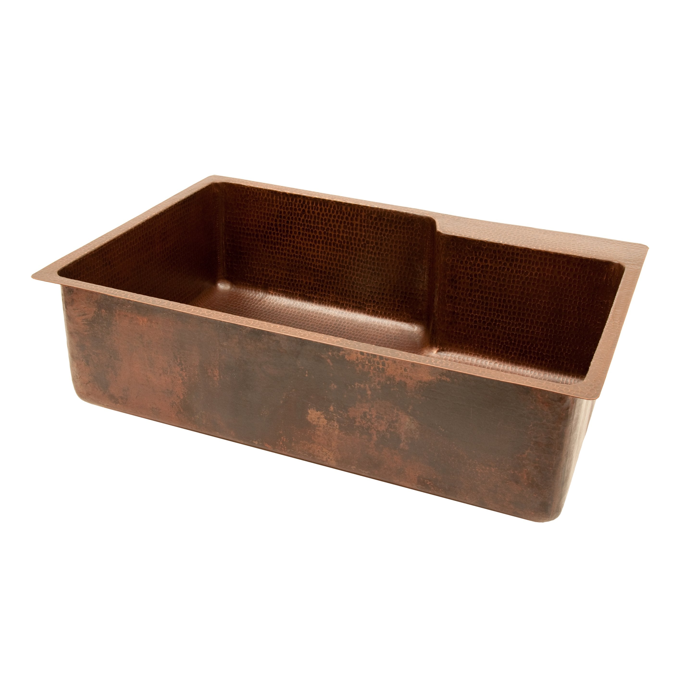 Premier Copper Products 33" Hammered Copper Kitchen Single Basin Sink with Space For Faucet-DirectSinks