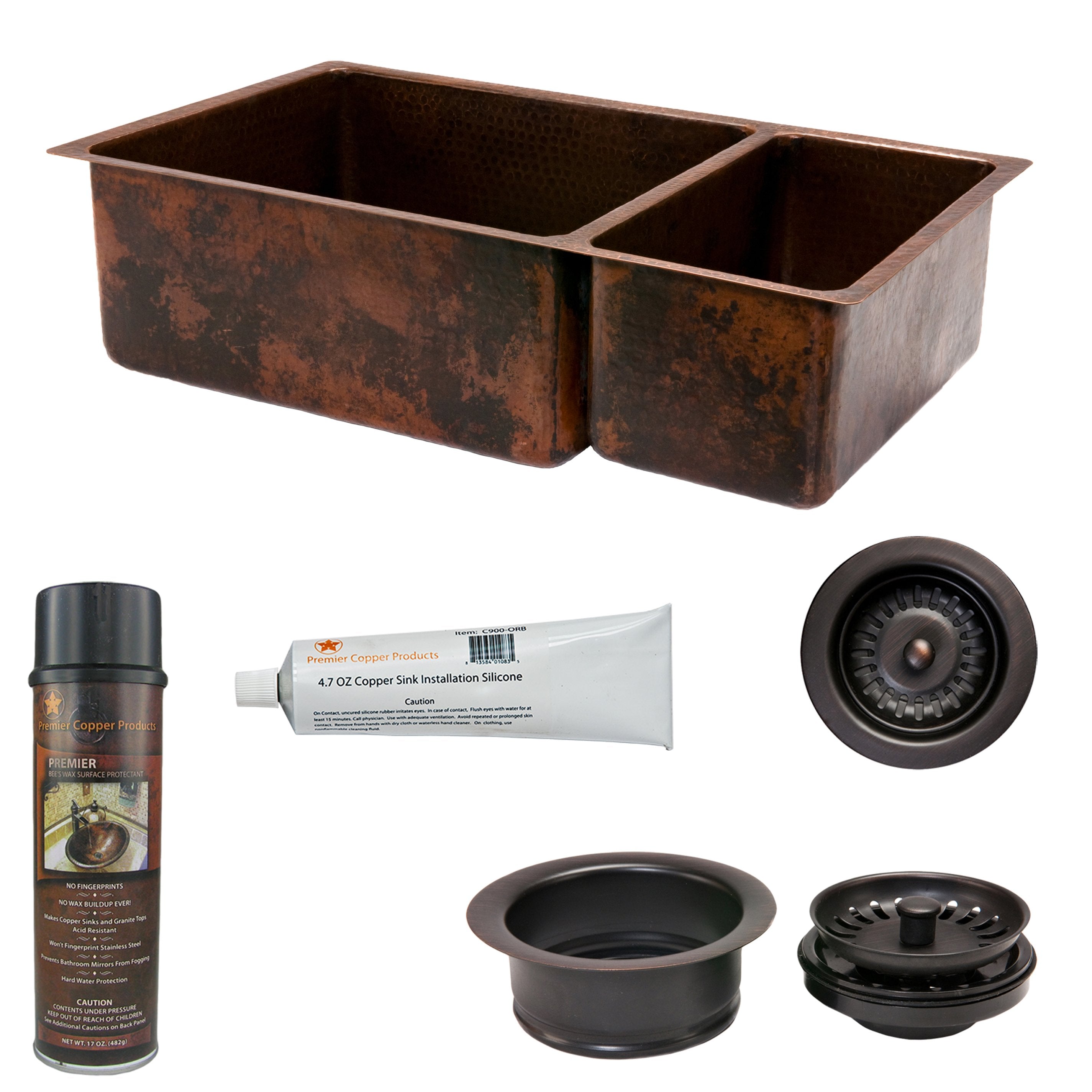 Premier Copper Products - KSP3_K75DB33199 Kitchen Sink and Drain Package-DirectSinks
