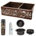 Premier Copper Products - KSP3_KA60DB33229S-NB Kitchen Sink and Drain Package-DirectSinks