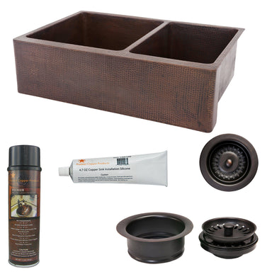 Premier Copper Products - KSP3_KA60DB33229 Kitchen Sink and Drain Package-DirectSinks