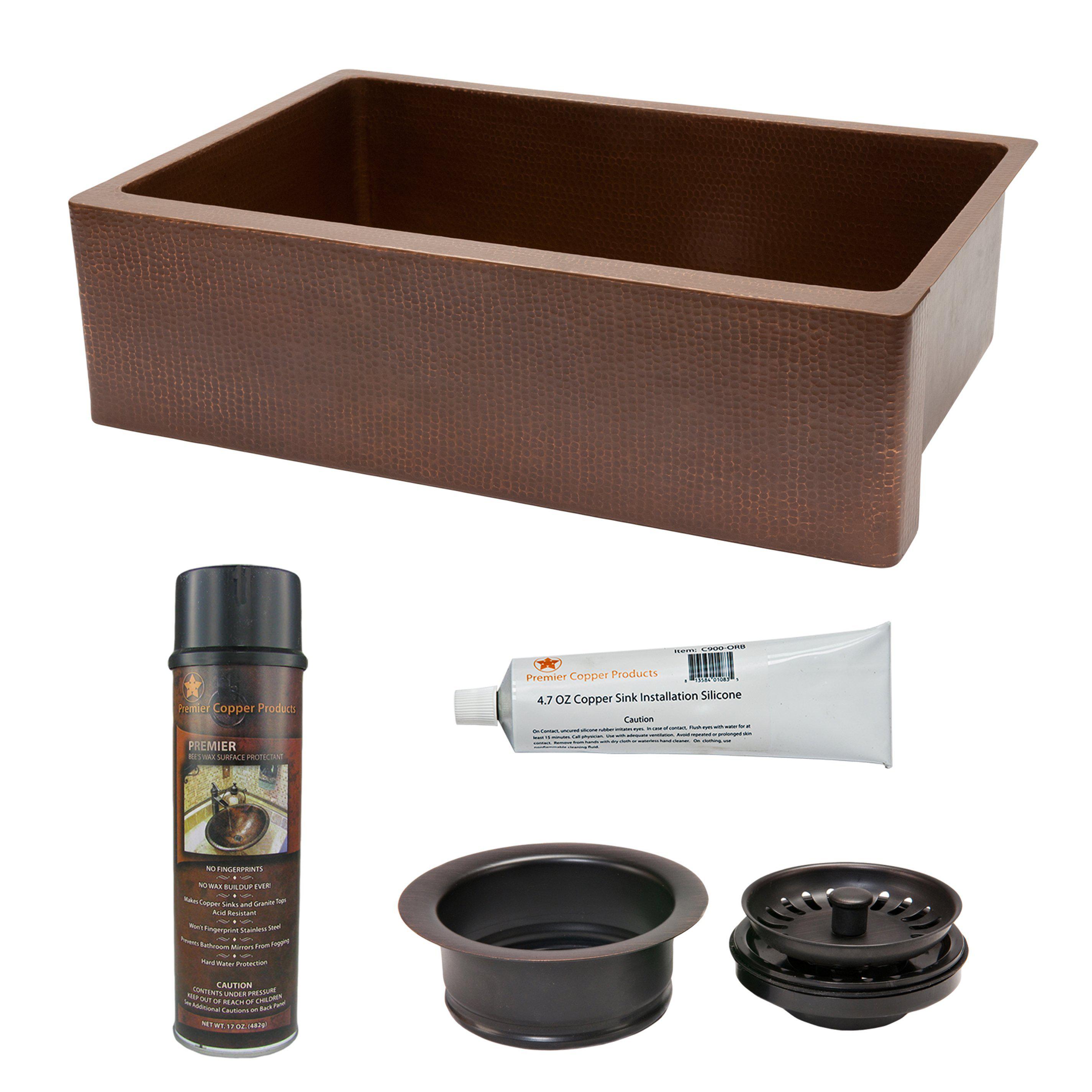 Premier Copper Products - KSP3_KASB33229 Kitchen Sink and Drain Package-DirectSinks
