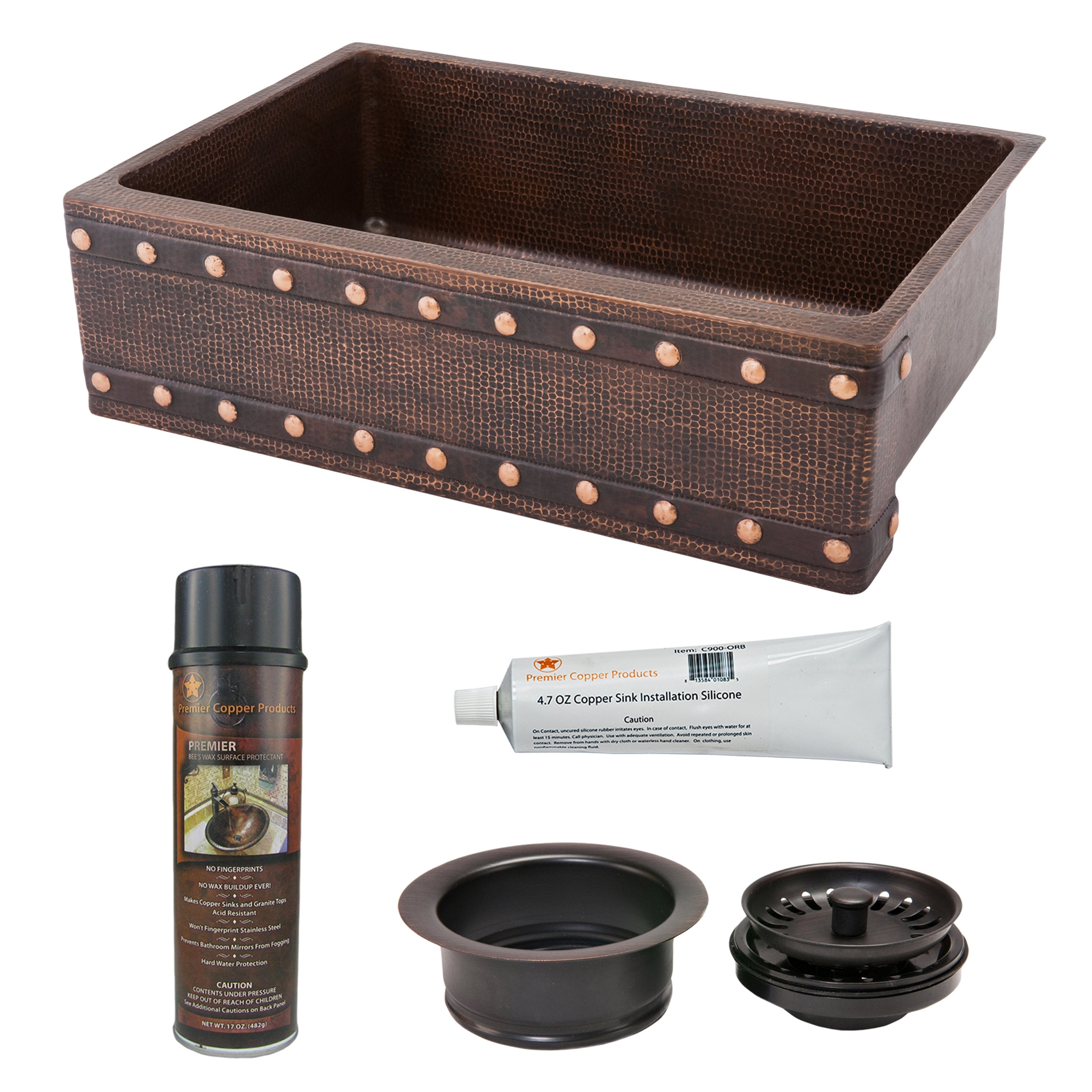 Premier Copper Products - KSP3_KASDB33229BS Kitchen Sink and Drain Package-DirectSinks